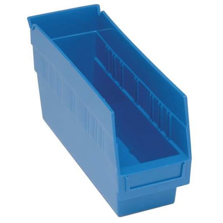 Shelf Storage Bin, Polypropylene, Blue, 8 in H, 4 3/8 in W, 11 5/8 in L
