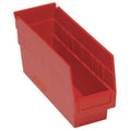 Shelf Storage Bin, Polypropylene, Red, 8 in H, 4 3/8 in W, 11 5/8 in L