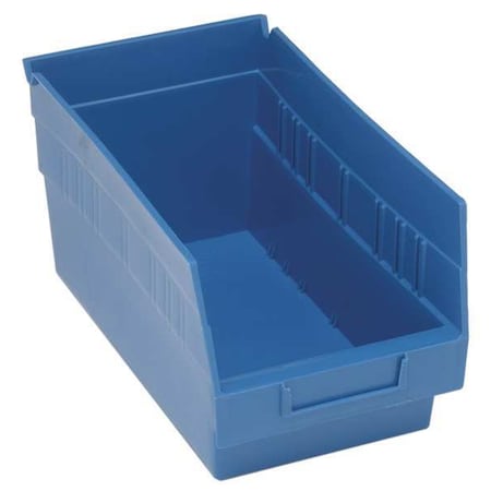 Shelf Storage Bin, Polypropylene, Blue, 8 in H, 6 5/8 in W, 11 5/8 in L