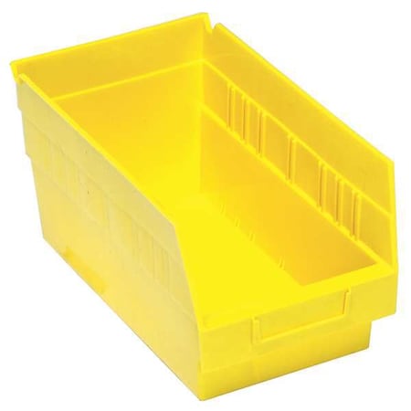Shelf Storage Bin, Polypropylene, Yellow, 8 in H, 6 5/8 in W, 11 5/8 in L