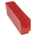 Shelf Storage Bin, Polypropylene, Red, 8 in H, 4 3/8 in W, 17 7/8 in L