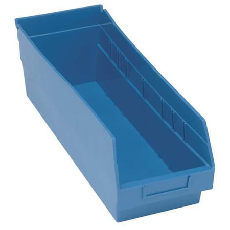 Shelf Storage Bin, Polypropylene, Blue, 8 in H, 6 5/8 in W, 17 7/8 in L