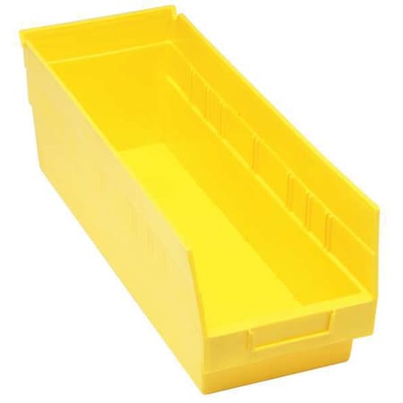 Shelf Storage Bin, Polypropylene, Yellow, 8 in H, 6 5/8 in W, 17 7/8 in L