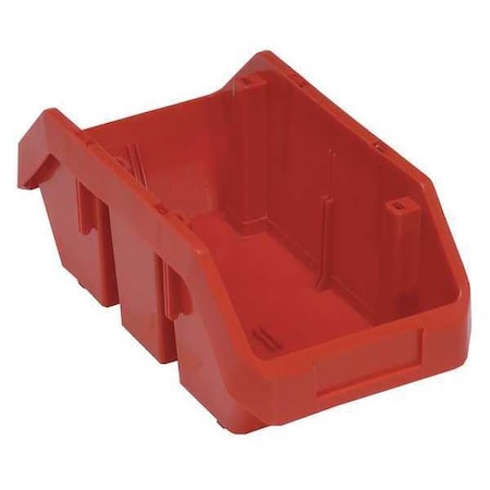 Hang & Stack Storage Bin, Plastic, Red, 5 in H, 6 5/8 in W, 12 1/2 in L