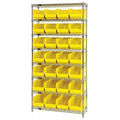 Steel, Polypropylene Bin Shelving, 14 in D x 74 in H x 36 in W, 8 Shelves, Yellow