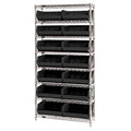 Steel, Polypropylene Bin Shelving, 14 in D x 74 in H x 36 in W, 8 Shelves, Black