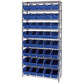 polypropylene Bin Shelving, 12 in D x 74 in H x 36 in W, 9 Shelves, Blue