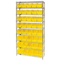 polypropylene Bin Shelving, 12 in D x 74 in H x 36 in W, 9 Shelves, Yellow