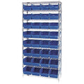 polypropylene Bin Shelving, 12 in D x 74 in H x 36 in W, 9 Shelves, Blue