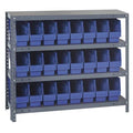Steel Bin Shelving, 12 in D x 39 in H x 36 in W, 4 Shelves, Blue