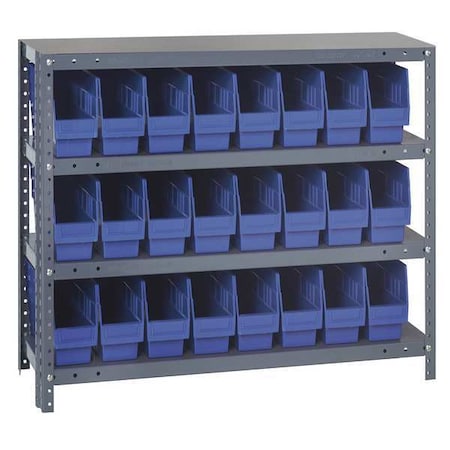 Steel Bin Shelving, 12 in D x 39 in H x 36 in W, 4 Shelves, Blue