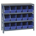 Steel Bin Shelving, 12 in D x 39 in H x 36 in W, 4 Shelves, Blue