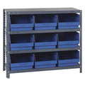 Steel Bin Shelving, 12 in D x 39 in H x 36 in W, 4 Shelves, Blue