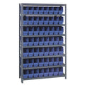 Steel Bin Shelving, 12 in D x 75 in H x 36 in W, 8 Shelves, Blue