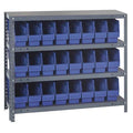 Steel Bin Shelving, 18 in D x 39 in H x 36 in W, 4 Shelves, Blue