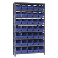 Steel Bin Shelving, 12 in D x 75 in H x 36 in W, 8 Shelves, Blue