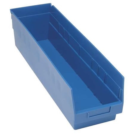 Shelf Storage Bin, Polypropylene, Blue, 8 in H, 6 5/8 in W, 23 5/8 in L