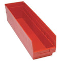 Shelf Storage Bin, Polypropylene, Red, 8 in H, 6 5/8 in W, 23 5/8 in L