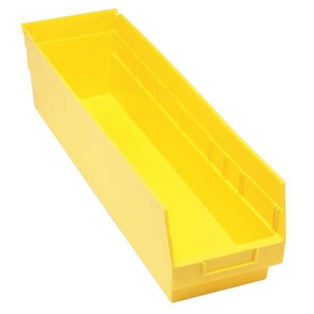 Shelf Storage Bin, Polypropylene, Yellow, 8 in H, 6 5/8 in W, 23 5/8 in L