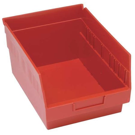 Shelf Storage Bin, Polypropylene, Red, 8 in H, 8 3/8 in W, 11 5/8 in L