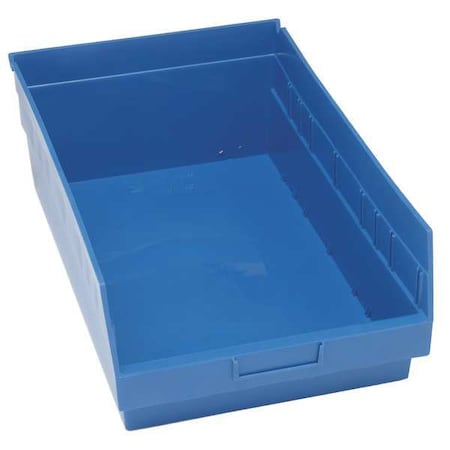 Shelf Storage Bin, Polypropylene, Blue, 8 in H, 11 1/8 in W, 17 7/8 in L