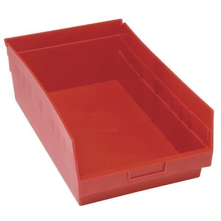 Shelf Storage Bin, Polypropylene, Red, 8 in H, 11 1/8 in W, 17 7/8 in L