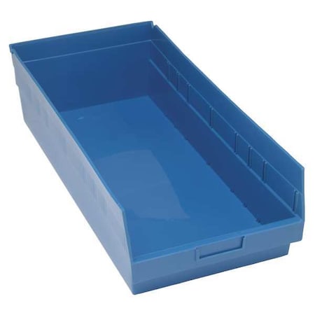 Shelf Storage Bin, Polypropylene, Blue, 8 in H, 11 1/8 in W, 23 5/8 in L