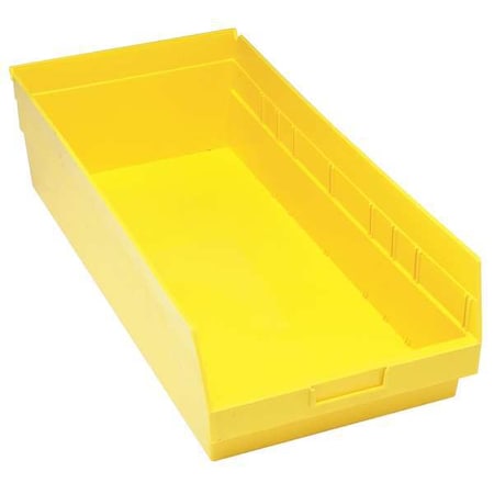 Shelf Storage Bin, Polypropylene, Yellow, 8 in H, 11 1/8 in W, 23 5/8 in L