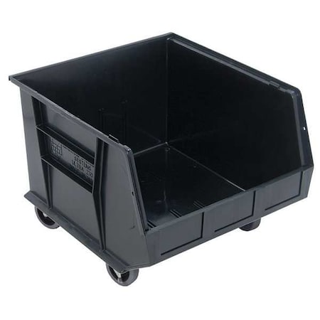 Mobile Storage Bin, Polypropylene, Black, 11 in H, 16 1/2 in W, 18 in L
