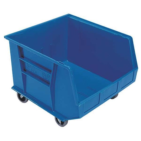 Mobile Storage Bin, Polypropylene, Blue, 11 in H, 16 1/2 in W, 18 in L