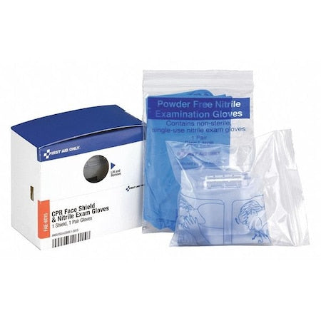 Glove and Face Shield Kit, Vinyl, Powder-Free, One Size, White