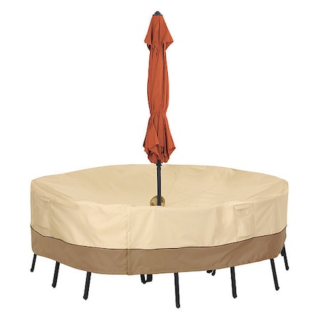 Veranda Medium Cover Set For Round Table/Chair, Antique Beige, 72"x72"