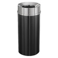 Mount Everest 16 gal Round Trash Can, Satin Black/Satin Aluminum, None, Steel, Not Applicable