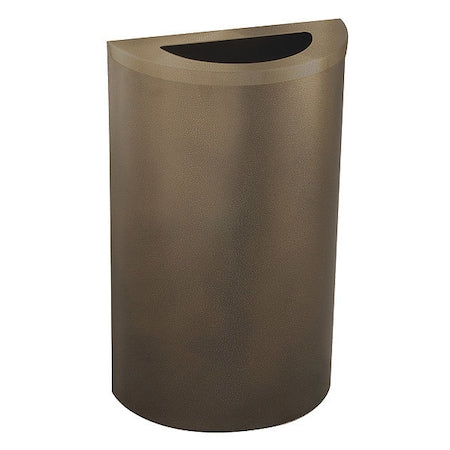 14 gal. Steel Half-Round Trash Can, Brown