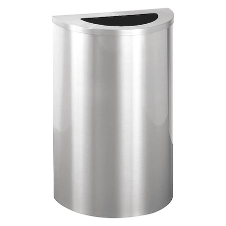 Wastemaster 14 gal Half-Round Indoor Metal Can, Satin Aluminum, None, Aluminum, Not Applicable