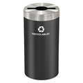 23 gal Round Recycling Bin, Open Top, Satin Black/Satin Aluminum, Steel, 1 Openings