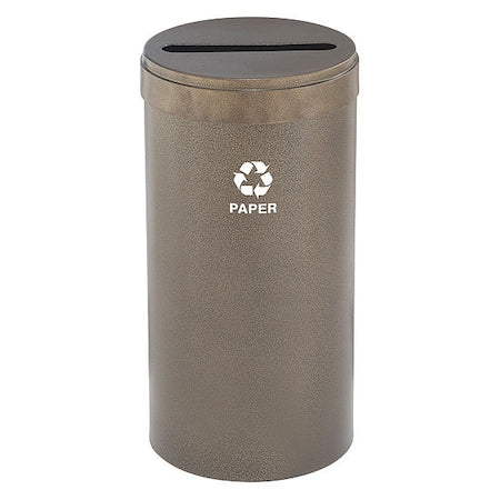 23 gal Round Recycling Bin, Open Top, Bronze Vein, Steel, 1 Openings