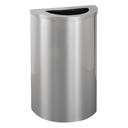 Wastemaster 14 gal Half-Round Indoor Metal Can, Satin Aluminum, None, Aluminum, Not Applicable
