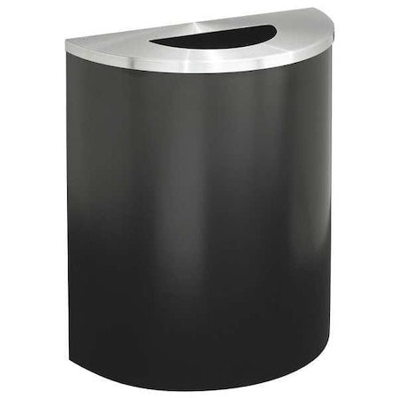 29 gal. Steel Half-Round Trash Can, Black