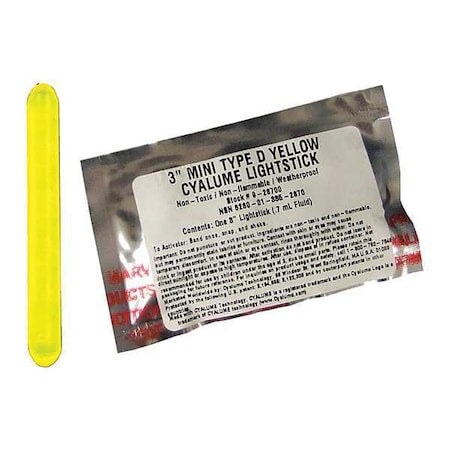 Lightstick,Yellow,4 hr.,3 in. L,PK25