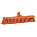 16 in Sweep Face Floor Broom, Soft/Stiff Combination, Synthetic, Orange