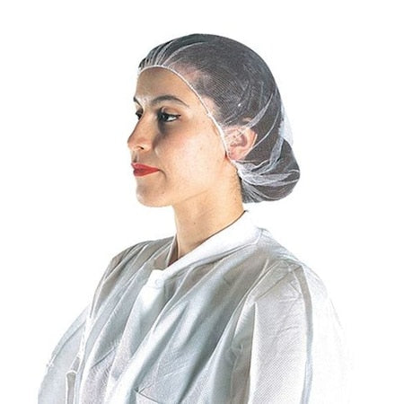 Hairnet, Nylon, 24 in Dia., White, L, 1000 PK