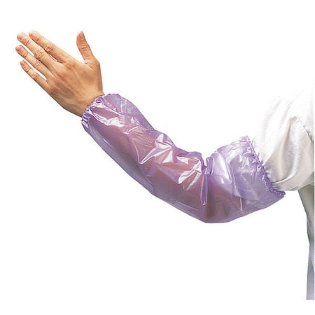 Chemical Resistant Sleeves, 18 in Length, 8 mil Thick, Welded Seam, Blue, 12 PK