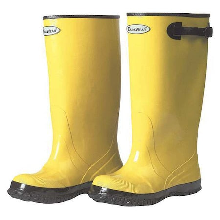 Overboots, Plain Toe, Rubber, 17 in Height, Bar Grip Sole, Yellow, 14