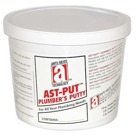 Plumber's Putty 5 lb, Tub, AST-PUT, White, Paste