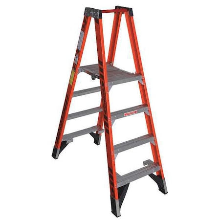 6 ft Fiberglass Twin Platform Stepladder, 300 lb Capacity