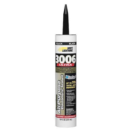 Hybrid Sealant, 10 oz, Cartridge, Black, Hybrid Base, 3006 Ultra