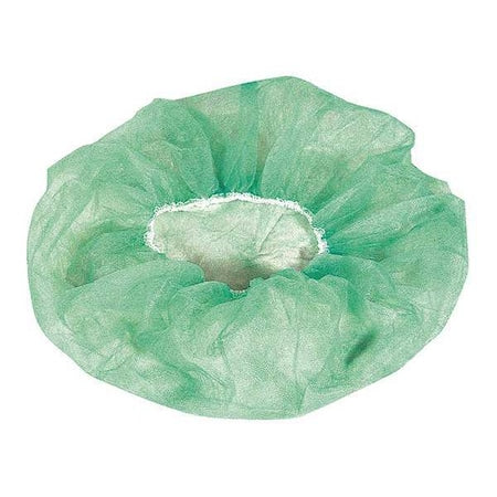 Bouffant Cap, Polypropylene, 24 in Dia., Green, L, 100 PK