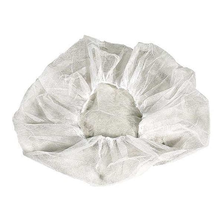 Bouffant Cap, Polypropylene, 24 in Dia., White, L, 100 PK