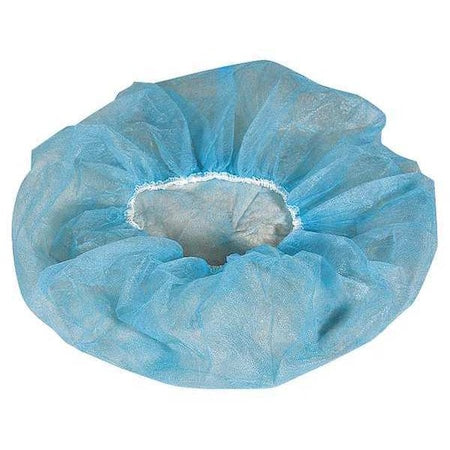 Bouffant Cap, Polypropylene, 21 in Dia., Blue, M, 100 PK